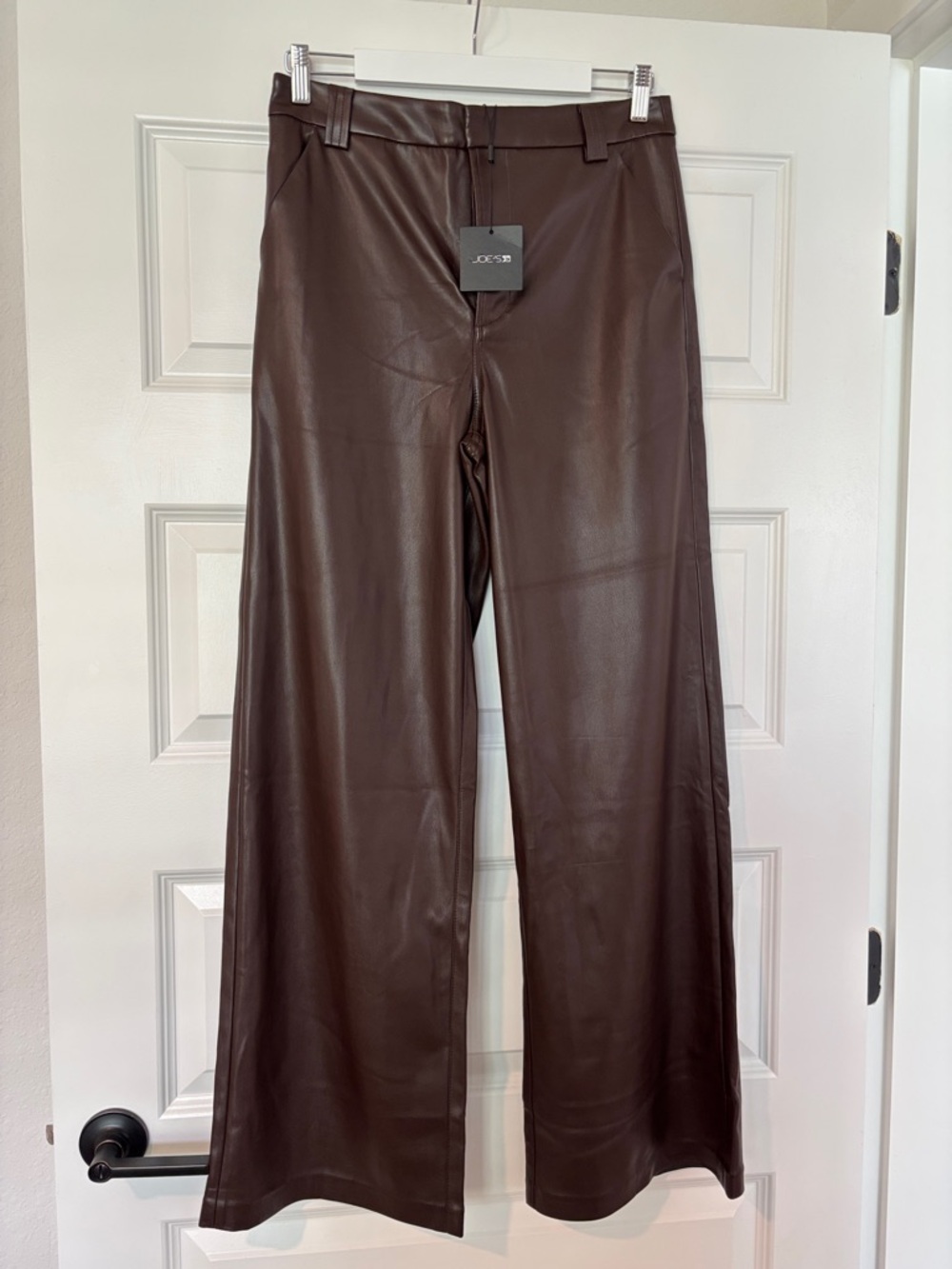 Joe’s Jeans The Mia Wide Leg Faux Leather Pants in Coffee Bean — Size 29